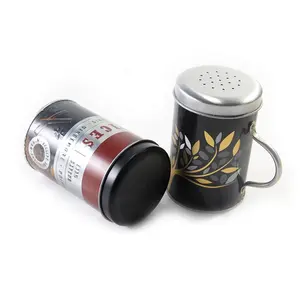 Food grade round household spice tin box/ custom printed manufacturer pepper tin can with handle