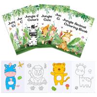 Buku Mewarnai DIY Hewan Hutan Kustom Untuk Pesta Anak-anak, Gambar Grafiti Jerapah Gajah, Mainan Menggambar, OEM ODM Label Pribadi Grosir