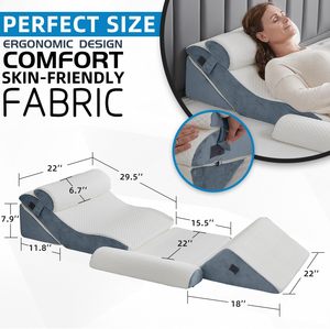 <strong>Memory</strong> <strong>Foam</strong> <strong>Wedge</strong> <strong>Pillow</strong> Set Removable Cover 6PCS Orthopedic Bed <strong>Wedge</strong> <strong>Pillow</strong> Set for Sleeping - Product Image 3