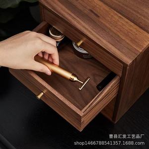 Caja de Almacenamiento de Madera Maciza de 45L con Tres Cajones, Organizador de Joyas, Organizador de Escritorio, para Sala de Estar - Product Image 4