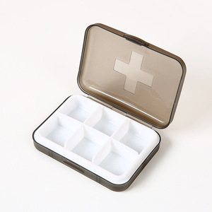 9.2*6.5*2.2cm PP 6-day Medicine Box Square Yellow Clear Promotional Portable Plastic Travel Pill Case Flip Cap Waterproof Boxes