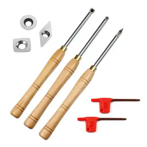 3pcs/Set Carbide Wood Lathe Tools Pro Interchangeable Grip Handle Insert Cutter Wood Turning Tool Set