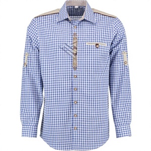 Camisas Tradicionales Bávaras para Hombre, Estilo Oktoberfest, 100% Algodón, a Cuadros Azules y Blancos, Camisas Trachten para Hombre - Product Image 1