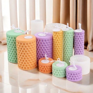 Honeycomb Cylindrical Silicone Mold For Candle Making DIY Plaster Mold Pillar Shape Transparent White - Product Image 3
