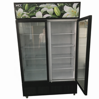 À double face commerciale d'affichage de porte en verre cool boissons réfrigérateur électronique transparente côte à côte réfrigérateur supermarché cola