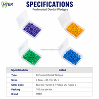 Cales dentaires perforées 4 tailles Bleu XS Vert S Jaune M Violet L Boîte de 100 pièces pour restauration composite Cales anatomiques