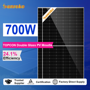 Paneles Solares Bifaciales Tipo N Sunroko de 700 Watts, 700W, 720W, 735W, 750W, Panel Solar Monocristalino de Doble Vidrio, Fabricante - Product Image 1