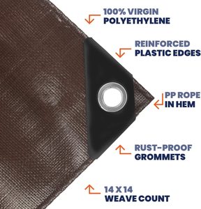 Telo Protettivo Impermeabile Marrone/Argento di Alta Qualità per Esterni, Copertura in Polietilene per Mobili <span class=keywords><strong>da</strong></span> <span class=keywords><strong>Giardino</strong></span>, Telo PE - Product Image 3