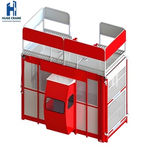 HUGECRANE SC Series Secondhand Cable Trolley Double Cage Construction Lifter 2x2000kg Rated Capacity For Material Construction
