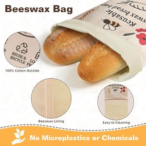 Sacs à pain réutilisables en cire d'abeille pour la cuisson du pain au levain XL – Écologiques, compatibles congélateur, pour garder le pain fait maison frais – Sac de conservation alimentaire - Product Image 6