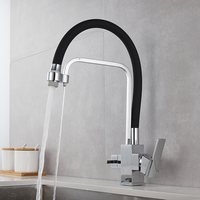 Robinet de filtration d'eau double pour cuisine d'hôtel, osmose inverse sans plomb, acier inoxydable, installation monotrou, eau chaude et froide