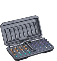 Set obeng roda gigi magnetik OEM industri, sistem metrik 42 dalam 1 dengan pegangan T DIY, Kit saku Bit multifungsi