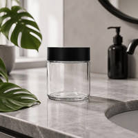 Bocaux en verre transparent en stock, bocaux en verre à large ouverture 30D pour crèmes et lotions avec bouchons à pompe anti-enfants, flacons à capsules