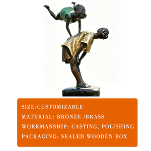Scultura Moderna in Bronzo su Misura a Grandezza Naturale di Bambini Felici che Giocano, con Dettagli Molto Elaborati per Parchi Pubblici - Product Image 4