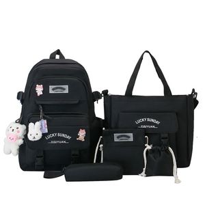 Sacs d'école tendance en gros pour étudiants, ensemble de 5 pièces, grands sacs à dos pour femmes, sacs à dos universitaires - Product Image 2