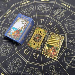 本格的なクラシック24Kゴールドマンダラフラワーウェイトタロットカード、初心者向け防水金箔押し加工 - Product Image 2