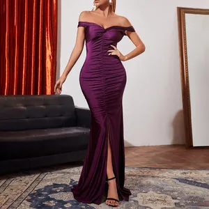 Custom sexy off shoulder short sleeve cocktail dresses luxury elegant dinner dress for women