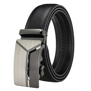 Ceinture décontractée pour homme LQBelt avec boucle automatique en alliage, en cuir croûte blanc, largeur 3,5 cm, longueur 110-130 cm, logo personnalisé, fabrication à cliquet - Product Image 3