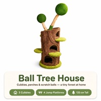 Arbre à chat de 135 cm de haut, tour à chat multi-niveaux avec cordes à gratter, balles et trous d'abri, condo pour chat d'intérieur peu encombrant