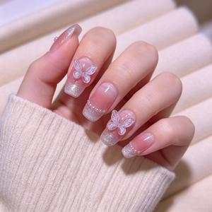 YZ 51 Faux ongles à presser faits main, <span class=keywords><strong>effet</strong></span> gel UV, transparents <span class=keywords><strong>effet</strong></span> glace, Aurore, Papillon, Œil de chat, Blush - Product Image 1