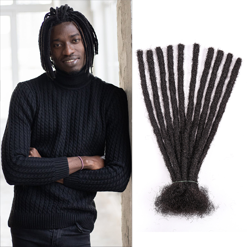 Loc Extensions Human Hair - Permanent Dreadlock Extensions for Women/Men,Can be Dyed,Can be Curled and Bleached,Natural Black