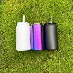แก้วน้ำสแตนเลสทรงกระป๋องขนาด 16 ออนซ์ สีโครมาบลู-ม่วง จากคลังสินค้าสหรัฐอเมริกา สำหรับสลักเลเซอร์ DIY - Product Image 5