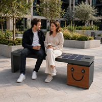 Banc solaire intelligent d'extérieur avec chargeur USB sans fil, haut-parleur Bluetooth, éclairage LED résistant à l'eau - Utilisation dans les parcs, les écoles et les patios