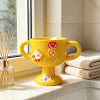 Tasse à glace en céramique créative DIY, mignonne, à double poignée, avec pied, pour desserts, vente en gros, cadeau promotionnel pour la maison et les entreprises