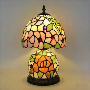 Modern Floral Stained Glass LED <strong>Table</strong> Lamp Resin Base Vintage Handcrafted Shade for Bedroom Living Room Study Decor - Product Image 2