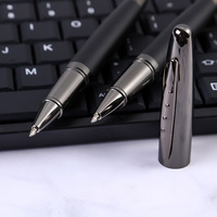 Stylo gel métallique noir mat pour signature professionnelle, encre bleue 0,5 mm, stylos promotionnels pour cadeaux d'entreprise avec logo personnalisé