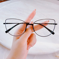 Gafas de Moda para Mujer al por Mayor, Monturas Ópticas Metálicas con Diseño de Ojo de Gato, Anti Luz Azul, Disponibles en Stock