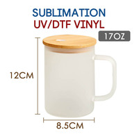 Mug en verre transparent givré de 17 oz pour sublimation UV, vinyle DTF, avec poignée, couvercle en bambou et paille – Entrepôt USA