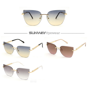 2025 New Fashion Designer Luxury Cat Eye Frames Rimless Sunglasses Women Custom Logo Uv400 Ladies Metal Sun Glasses Shades - Product Image 2