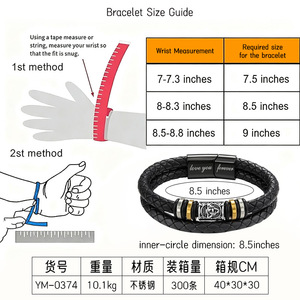 Men's Multi Layer <b>Leather</b> Braided <b>Bracelet</b> Stainless Steel Magnetic Buckle Gift Jewelry 7.5 8.5 9 Inches - Product Image 4