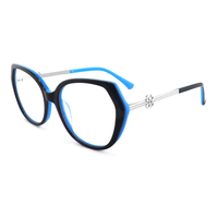 Monture de lunettes en acétate pour femme, design rétro minimaliste vintage, motif bicolore, légère et durable
