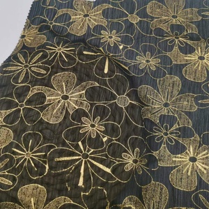 2024 thời trang Polyester dệt Hàn Quốc Hoa Crepe vàng vải tuyn hoa lớn lá hoa in kỹ thuật số vải voan cho quần áo - Product Image 4