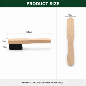 Brosse à chaussures en poils de porc naturels, manche en bois, poils noirs, brosse de nettoyage pour chaussures en cuir et daim - Product Image 3