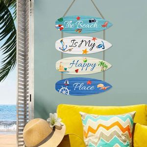 Summer Ocean Beach Wooden Wall Sign <b>Nautical</b> Sailboat Surfboard Hanging <b>Decor</b> for Coastal Themed Room Patio Garden - Product Image 3
