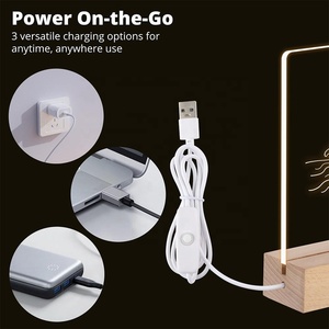 Base Luminosa in Legno e Acrilico (8 Pezzi) - Luci Notturne Trasparenti Ecologiche e Riciclabili con Cavi USB da 7'' - Regalo Perfetto per i Propri Cari - Product Image 3