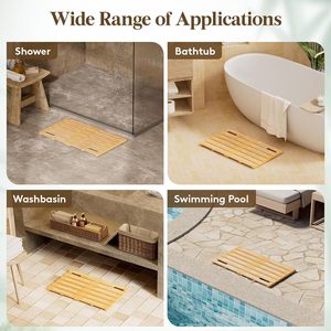 Alfombra de Ducha de Bambú Rectangular, Color Madera Natural, Antideslizante, para Baño - Product Image 4