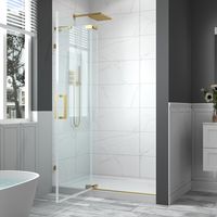 Porte de douche à charnière en verre trempé transparent avec charnière en acier inoxydable pour salle de bain domestique