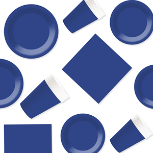 DAMAI Solid Color Party Supplies <b>Black</b> Blue Paper Dinnerware <b>Set</b> Disposable 7 Inch 9 Inch <b>Dinner</b> Plates Paper Cup Cutlery Napkin - Product Image 2