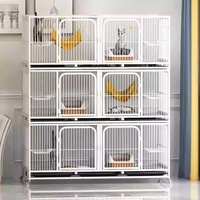 Cage d'élevage rectangulaire multi-niveaux pour chats et chiens, en maille renforcée, plateforme de logement pour animaux, sans fermeture