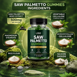 Complément Alimentaire Naturel Haute Efficacité pour la Prostate à base de Palmier Nain, avec Biotine et Minéraux, Certifié GMP HACCP, Bouteille Personnalisable - Product Image 3