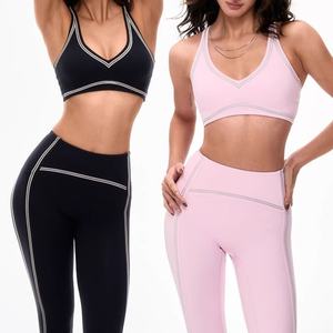 Ensemble de <span class=keywords><strong>yoga</strong></span> pour femmes personnalisé, tendance, <span class=keywords><strong>yoga</strong></span>, pilates, extensible, sans couture, haut de gamme, leggings de haute qualité, <span class=keywords><strong>tenue</strong></span> de sport 2 pièces - Product Image 4