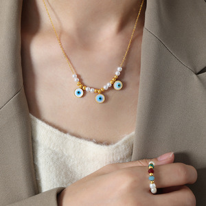 Tính Khí Hoang Dã Ma Quỷ Của Mắt Vòng Hạt Một Chuỗi Các Hạt Mặt Dây Chuyền Vòng Cổ Titan Thép 18K Vàng Xương Đòn Chuỗi Cho Phụ Nữ - Product Image 1