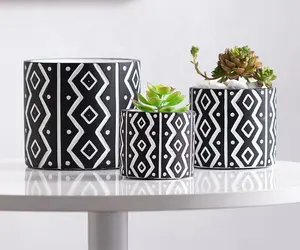 Ciment décoratif pot de fleur nouveau design noir et blanc maison jardinières en béton pots