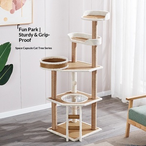 Large <b>Cat</b> Climbing Tree High Quality Modern Natural <b>Plush</b> Scratching Toy Pet Wooden <b>Cat</b> Tree - Product Image 1