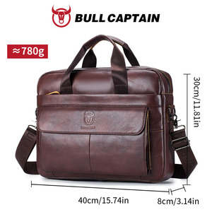 BULLCAPTIAN Brand Men's Genuine Leather Retro Luxury Soft <b>Briefcase</b> Large Capacity Laptop Business Crossbody Bag Lightweight - Product Image 5