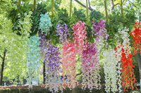 Nouvelle fleur artificielle en plastique de glycine à haute densité, fleur de glycine suspendue pour salon, décoration murale